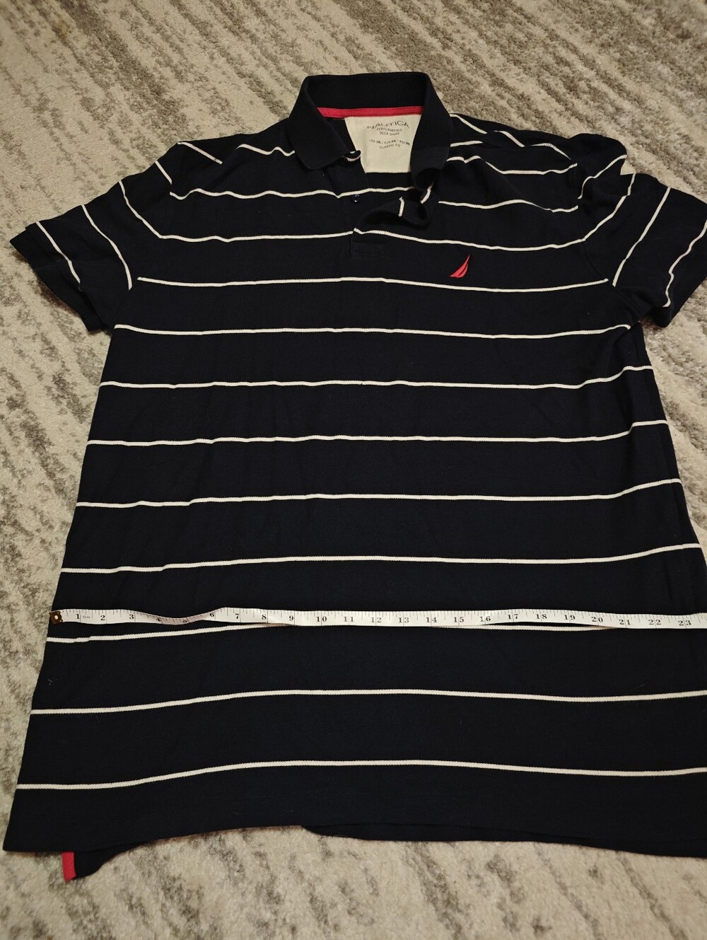 Nautica Dark Blue Polo with White Stripes